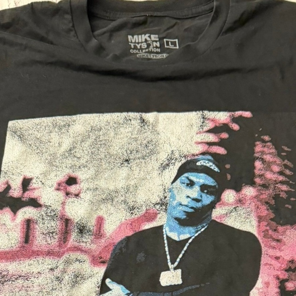 Mike Tyson Collection Mens Graphic T-Shirt Black Pink Blue Iron Mike Boxing L